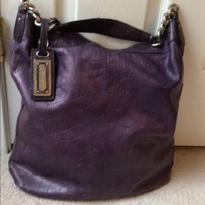 B. makowski purple leather shoulder bag